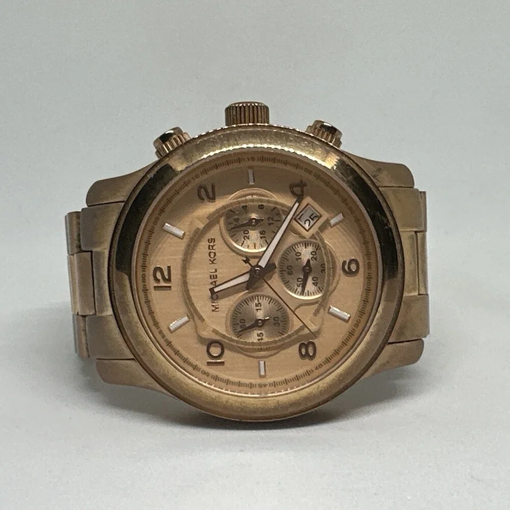 Michael Kors Runway MK8096 Men's Rose Gold Analog Dial Chronograph Watch HME661
